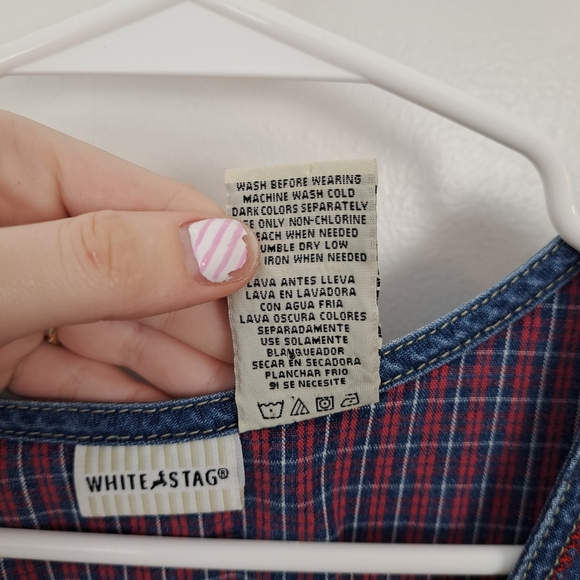 White Stag Denim Red White Blue Flower Embroidered Sleeveless Midi Dress Size‎ M - Picture 6 of 8